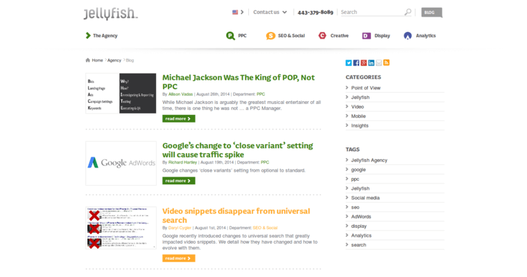 Blog page of #1 Leading AdWords Pay-Per-Click Business: Jellyfish