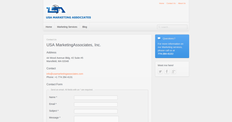 Contact page of #5 Best AdWords Pay-Per-Click Business: USA Marketing Associates