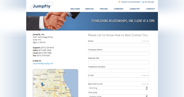 Contact page of #7 Best AdWords PPC Agency: Jumpfly