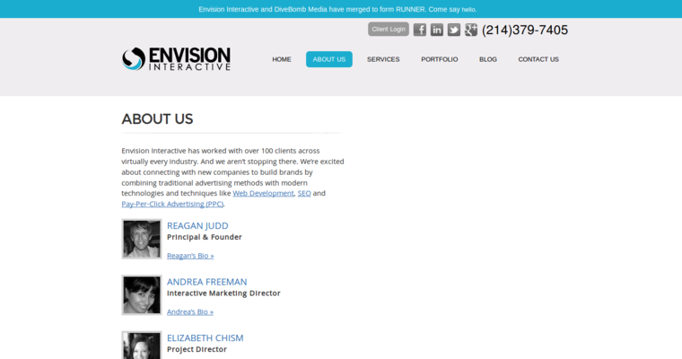 About page of #8 Leading PPC Business: Envision Interactive