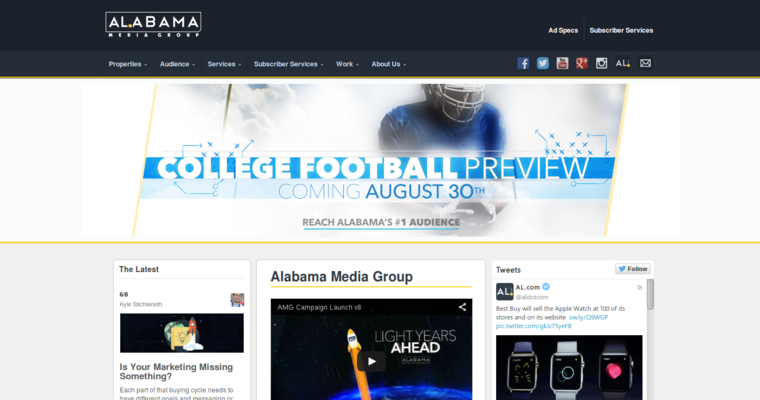 Home page of #10 Top Bing Agency: Alabama Media Group