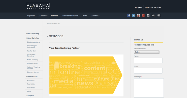 Service page of #10 Leading Bing Firm: Alabama Media Group